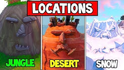visit a giant face in desert jungle snow challenge guide fortnite season 8 challenge week 1 duration 1 01 - fortnite season 8 giant faces challenge