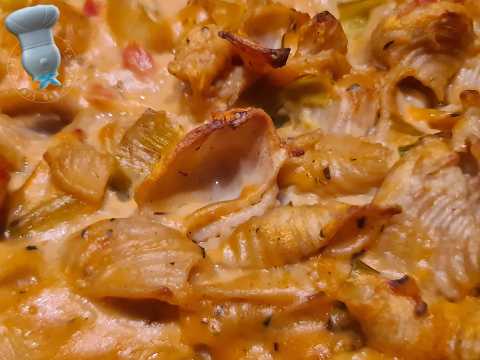 Pasta with Leeks Recipe, Aurore Sauce with Banon Cheese