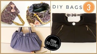 3 DIY BAGS FROM OLD CLOTHES | Upcycle Craft | Ladies Shoulder Bag and Handbag