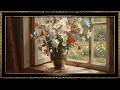 Summer Meadow Window, Vintage Impressionist Oil Painting | Gold Framed TV Art Screensaver