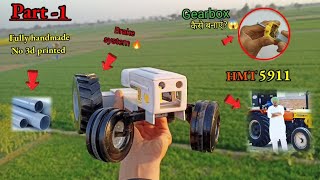 How to make RC Mini HMT 5911 tractor model😱.Fully handmade with PVC pipe.