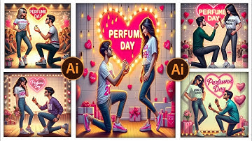 How to create Ai 3d Image happy perfume day | Bing image creator | Couple TShirt Name editing perfum