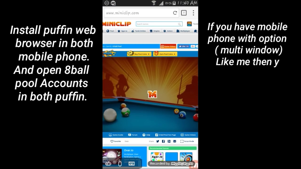 100% hack 8 ball pool through puffin browser - 