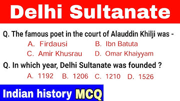 Indian history gk || Delhi Sultanate related Multiple Choice question answer
