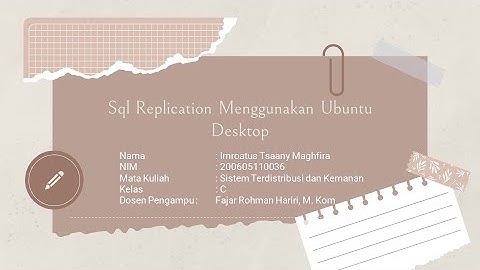 Sql Replication || 200605110036_Imroatus Tsaany Maghfira || Sistem Terdistribusi & Keamanan (C)