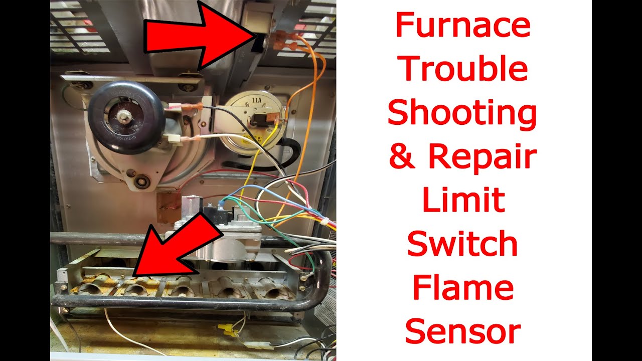 Furnace troubleshooting and repair limit switch and flame sensor - YouTube