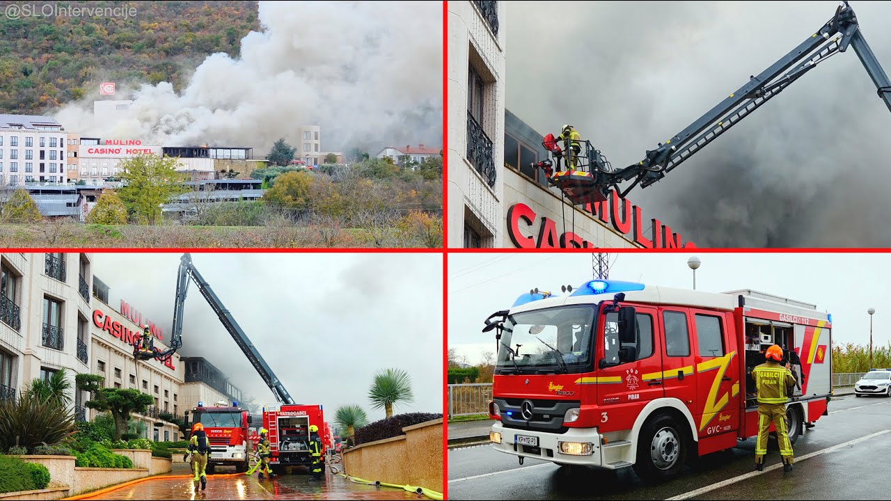 [POŽAR HOTELA IN CASINOJA MULINO] Posredovanje Hrvaških Gasilcev +GB Koper, Enote GZ Piran