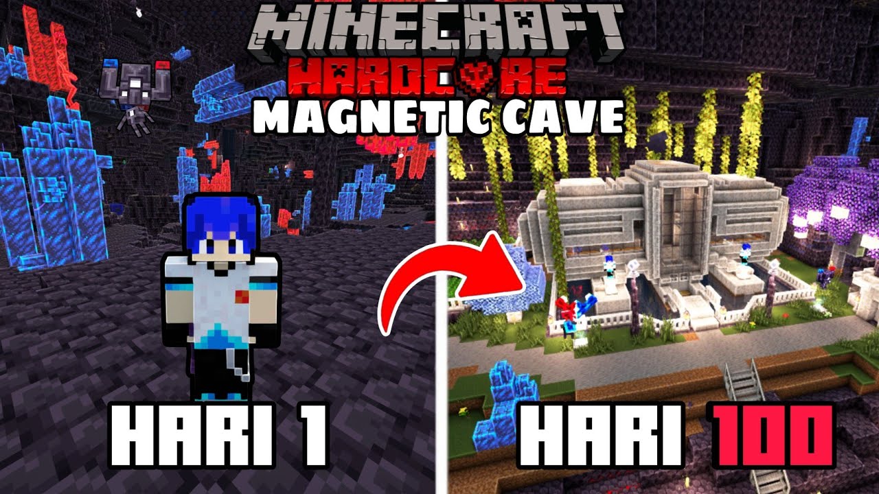 100 Hari di Minecraft Hardcore Cave Only - Petualangan di Gua Magnet