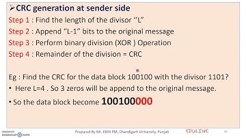 MODULE 2 - TOPIC 17 - CYCLIC REDUNDANCY CHECK (CRC)