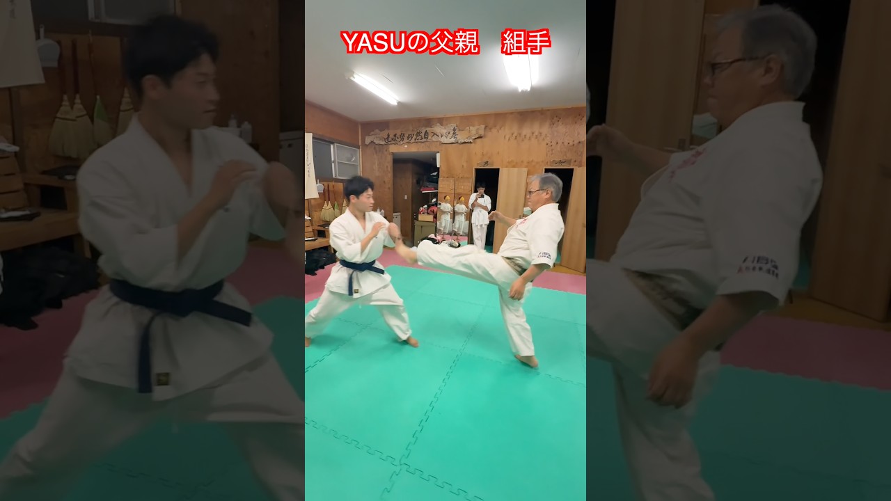【武道・武術】約70歳のYASUの父親の組手！！青帯が挑む！！#aikido ＃karate #martial #武道 #空手＃筋トレ