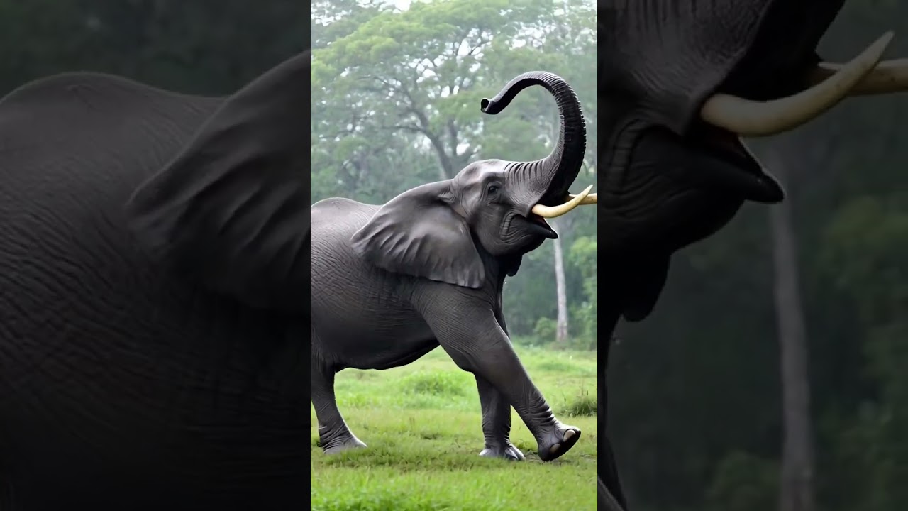 An African elephant grazing and enjoying its natural habitat in the rain! #elephant #elephants