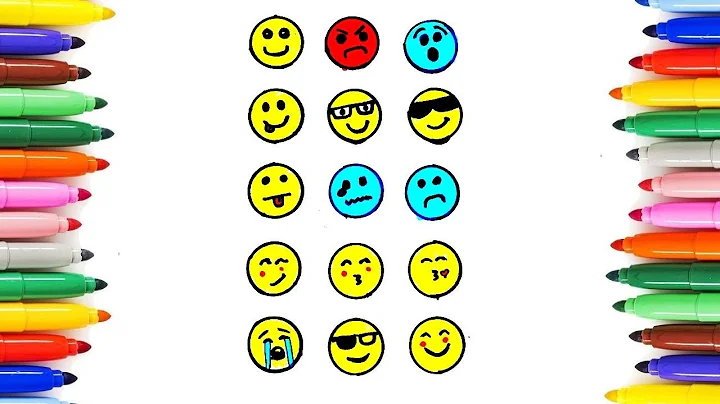 How To Draw And Color Emoticons - Emoji Faces Coloring Book For Kids !!!