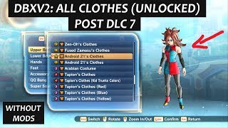 Dragon Ball Xenoverse 2 All Clothes Unlocked Updated Post Dlc 7 Saiyan Male Famale All Clothes Youtube