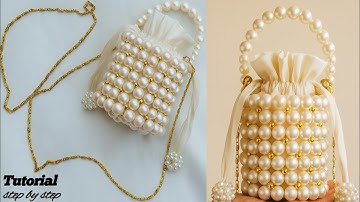 HOW TO MAKE BEADED BUCKET BAG | HOW TO Make PEARL BEADED BAG | DIY Vintage pearl Beaded Bag