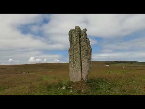The monolith of Stone of Setter, Neolithic standing stone  in Eday Island Orkney