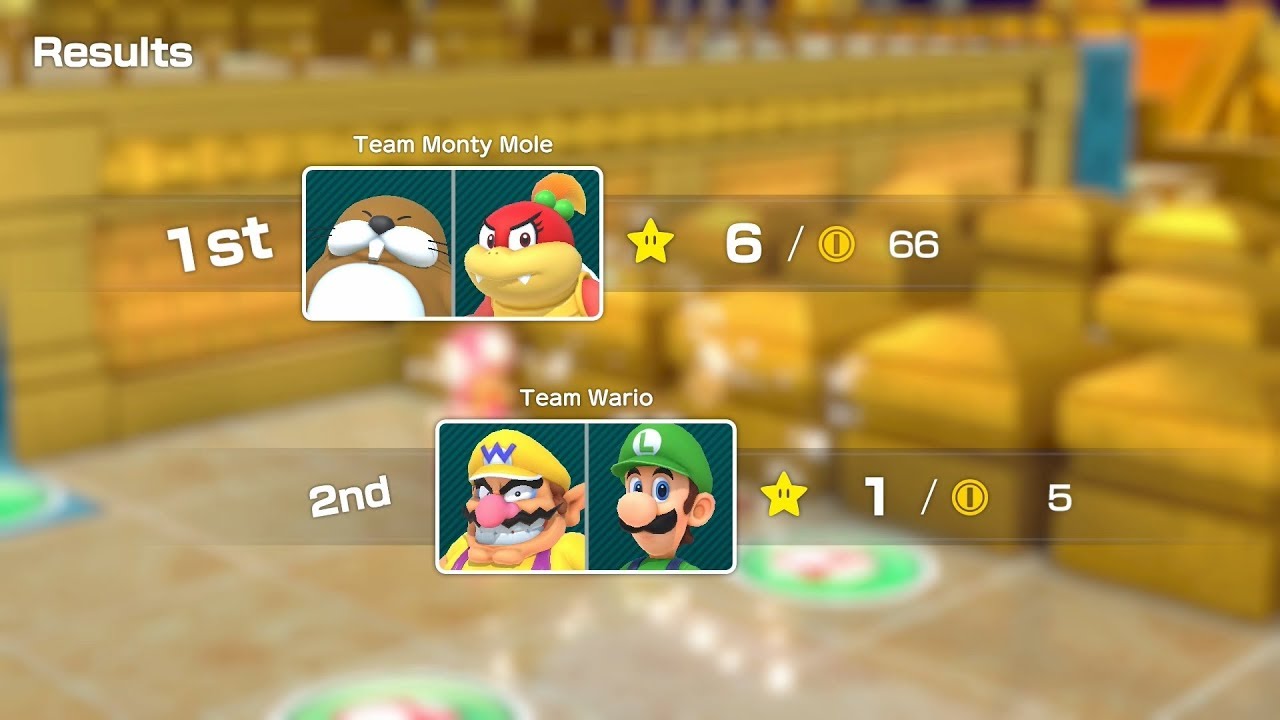 Super Mario Party Partner Party #840 Tantalizing Tower Toys Monty Mole & Pom Pom vs Wario & Luigi