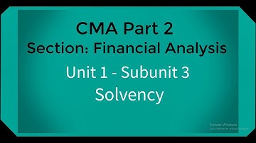 CMA part 2 Unit 1 Lec.  3 Solvency