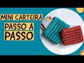 Mini carteira / Bolsa de mão em crochê fio de malha - Por Crochetando com a Bia