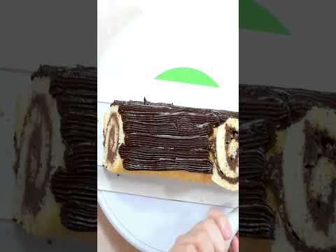 Christmas Yule Log Cake  Chocolate Swiss Roll Cake  Full recipe link in description box shorts