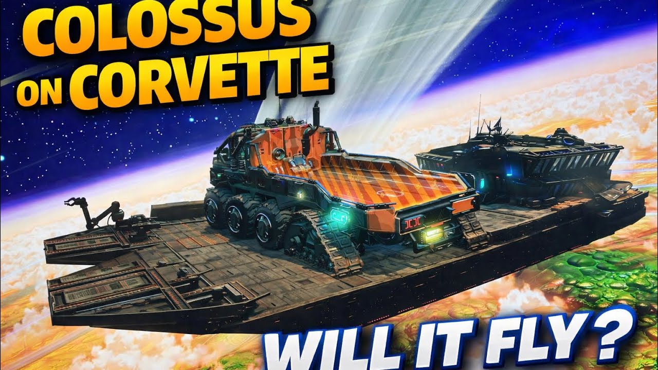 No Mans Sky , Colossus on Corvette, parking a Exocraft on the ship ...
