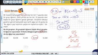 TYT Hazırlık Matematik  - Yaş Problemleri 📣