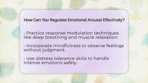 How Can You Regulate Emotional Arousal Effectively? - CBT Toolkit