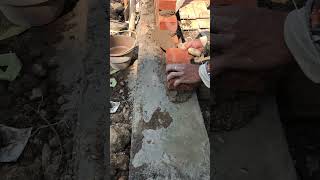 installation of red bricks on the sloof beam...