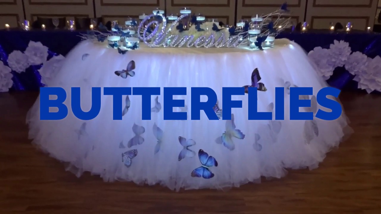 Blue Butterfly Themed Floating Candle Lighting Ceremony And Tutu Fairy Skirt By Sweet 16