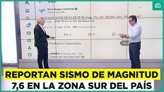 Sismo de magnitud 7,6 remece a la zona sur del país