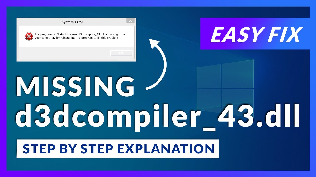 d3dcompiler_43.dll Missing Error | How to Fix | 2 Fixes | 2021 - YouTube