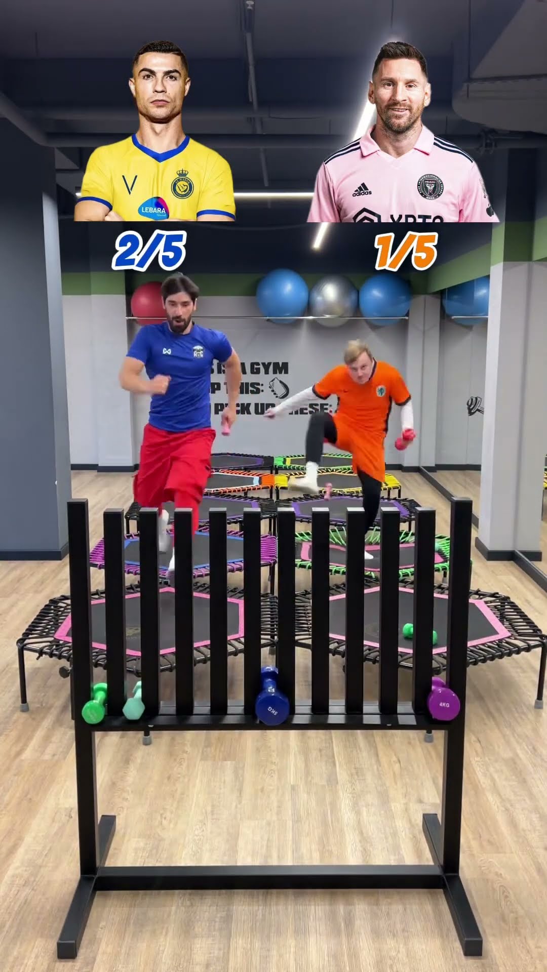 ❌⚽️? TRAMPOLINE AND WEIGHT VS FOOTBALL STARS: RONALDO OR MESSI SHOWDOWN!