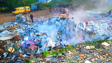 Amazing New Action!! Filling Land, Garbage Dump & Clear and Delete Trash Into​ Water By Skills Dozer