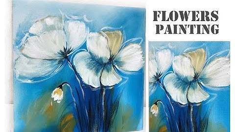 How to paint Flowers on canvas/ Demo /Acrylic Technique on canvas by Julia Kotenko