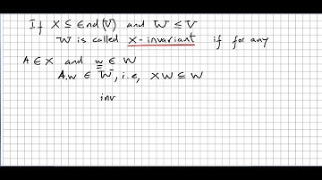Representation theory 10.1 , Invariant Subspaces of a Vector Space