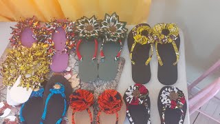 How to cover sandals||flip flops with African print fabric||DIY slippers||Ankara flower flip flops