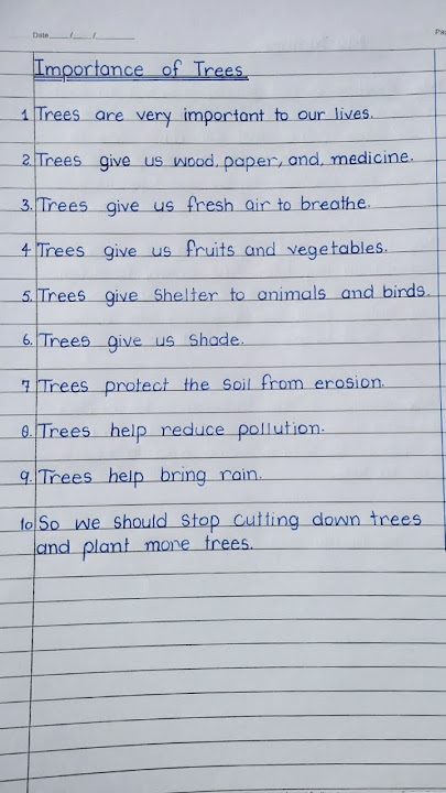 10 lines Importance of trees/ #essaywriting #handwriting #essay