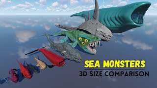 ⚓ Deep Sea Horrors: Terrifying 3D Size Comparison of Sea Monsters || El Gran Maja Vs Bloop 🦎🦀🦐
