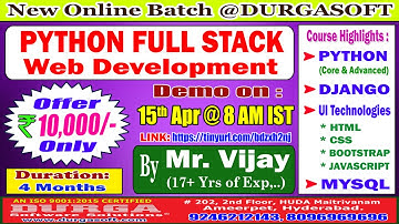 PYTHON FULL STACK Web Development Online Training @ DURGASOFT