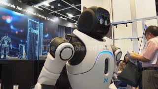 Humanoid robots show off their language and boxing skills