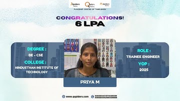 Congratulations, Priya M, for getting placed as a Trainee Engineer.