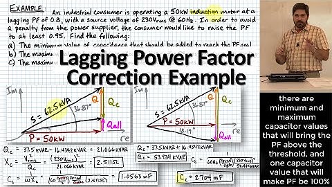 Power Factor Correction Example: Finding Capacitor Value Range To Increase Lagging Load PF To Target