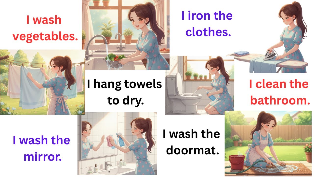 100 Household Chores Sentences in English | Daily Use English for Kids ...