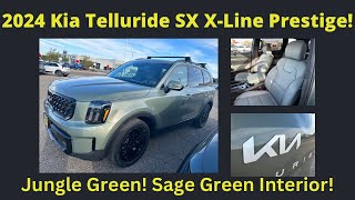 In Depth Review of the 2024 Kia Telluride SX XLine Prestige! Jungle Green With Sage Interior!