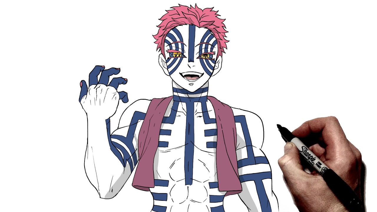 How To Draw Akaza | Step By Step | Demon Slayer Infinity Castle