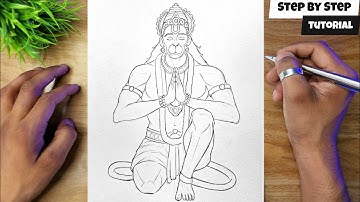 Easy Way To Draw Lord Hanuman Full Body Drawing Detailed Step By Step Tutorial @AjArts03