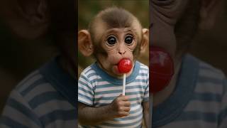 Baby Monkey Tastes a Lollipop... Then Bursts Into Laughter🍭🙉😂😂