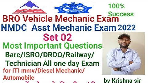 BRO Gref Vehicle Mechanic Exam 2022/Model Set 02 /Nmdc Top Objective Question/Nmdc Donimalai Exam