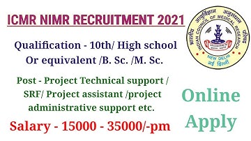 nimr recruitment 2021 apply online | icmr recruitment 2021