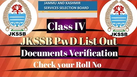 JKSSB PwD CLASS IV LIST OUT FOR DV || Check your name