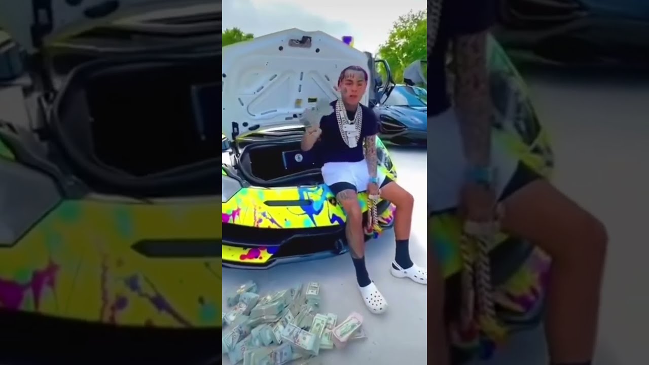 Rapper Tekashi 6ix9ine Talking Trash And Flexing Fake Money On A Lamborghini Aventador 